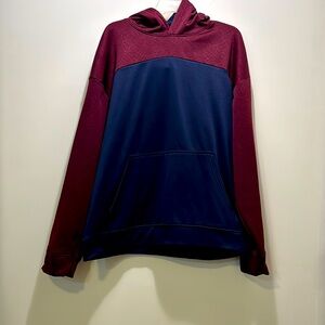 Men Blue and Burgundy Hoodie Size:XL